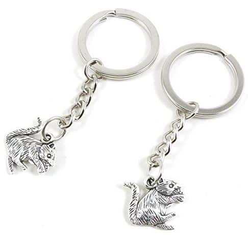 2 pcs Keyring Chains/Clasps Sterling Silver Mouse